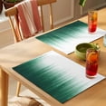 thumbnail image 4 of Green Ombre Stripe Placemats Set of 8 Abstract Art Gradient Watercolor Place Mats Indoor Wipeable Table Mats Washable Cloth Dining Table Placemats for Kitchen Holiday Party Home Decor 13x19 Inch, 4 of 9