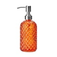 thumbnail image 1 of Botella de loción de vidrio de 400 ml con dispensador de jabón for el hogar, el hotel y el baño, transparente, cilíndrica, azul, transparente, verde y naranja, 1 of 6