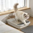 thumbnail image 1 of Semi-Enclosed High-Sided Cat Litter Box with Splash-Proof Design, Includes Scoop and Hook, Spacious for Large Cats, Easy to Clean, 1 of 8