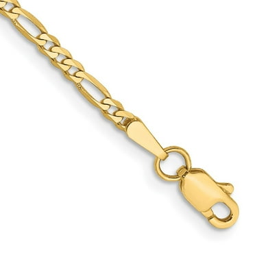 14K Gold 6.25mm Flat Figaro Chain Anklet Jewelry 9