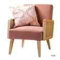 thumbnail image 3 of Modern Accent Chair with Rattan Arm, Fabric Upholstered Wood Reading Armchair for Living room Bedroom,Pink, 3 of 8