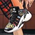 thumbnail image 6 of Sneakers, Mens Shoes Breathable Canvas High-top Basketball Shoes, Anti-slip Rubber Sole, Outdoor Cushioning Sports Shoes, Black and Purple Twin-color Lightweight Running Shoes, 6 of 9