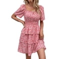 thumbnail image 1 of Vestido PRETTYGARDEN Floral de Verano con Escote Cuadrado y Volantes Talla M, 1 of 7