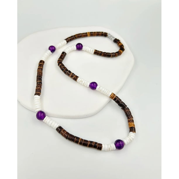 Collar de concha de coco Natural para hombres y mujeres, collar de moda retro africano con cuentas para surfear en la playa, joyería tribal