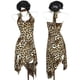 thumbnail image 2 of Women's Halter Neck Bandage Open Back Party Dress Leopard Pattern Fashion Asymmetrical Design A Line Bodycon Midi Dress White L, 2 of 4