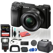 Sony Alpha a6100 Mirrorless Camera with 16-50mm Lens Advanced Bundle + Flash, Extra Battery and 64GB Card (International Model)