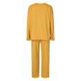 thumbnail image 6 of felwors Womens 2 Piece Outfits Fall Loose Long Sleeve Crewneck Tops and Wide Leg Long Pants Sweatsuit Lounge Sets with Pockets Yellow, S, 6 of 8
