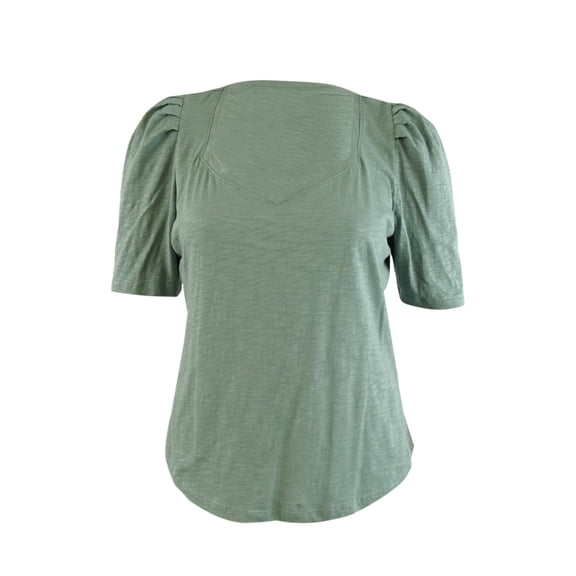 Lauren Ralph Lauren Women's Puff-Sleeve Slub Jersey T-Shirt (XL, Highland Sea)