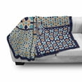 thumbnail image 3 of Orient Soft Flannel Fleece Throw Blanket, Different Ornate Mosaic Patterns Historical Lines Heritage Culture, Cozy Plush for Indoor and Outdoor Use, 50" x 60", Blue Orange White, by Ambesonne, 3 of 6
