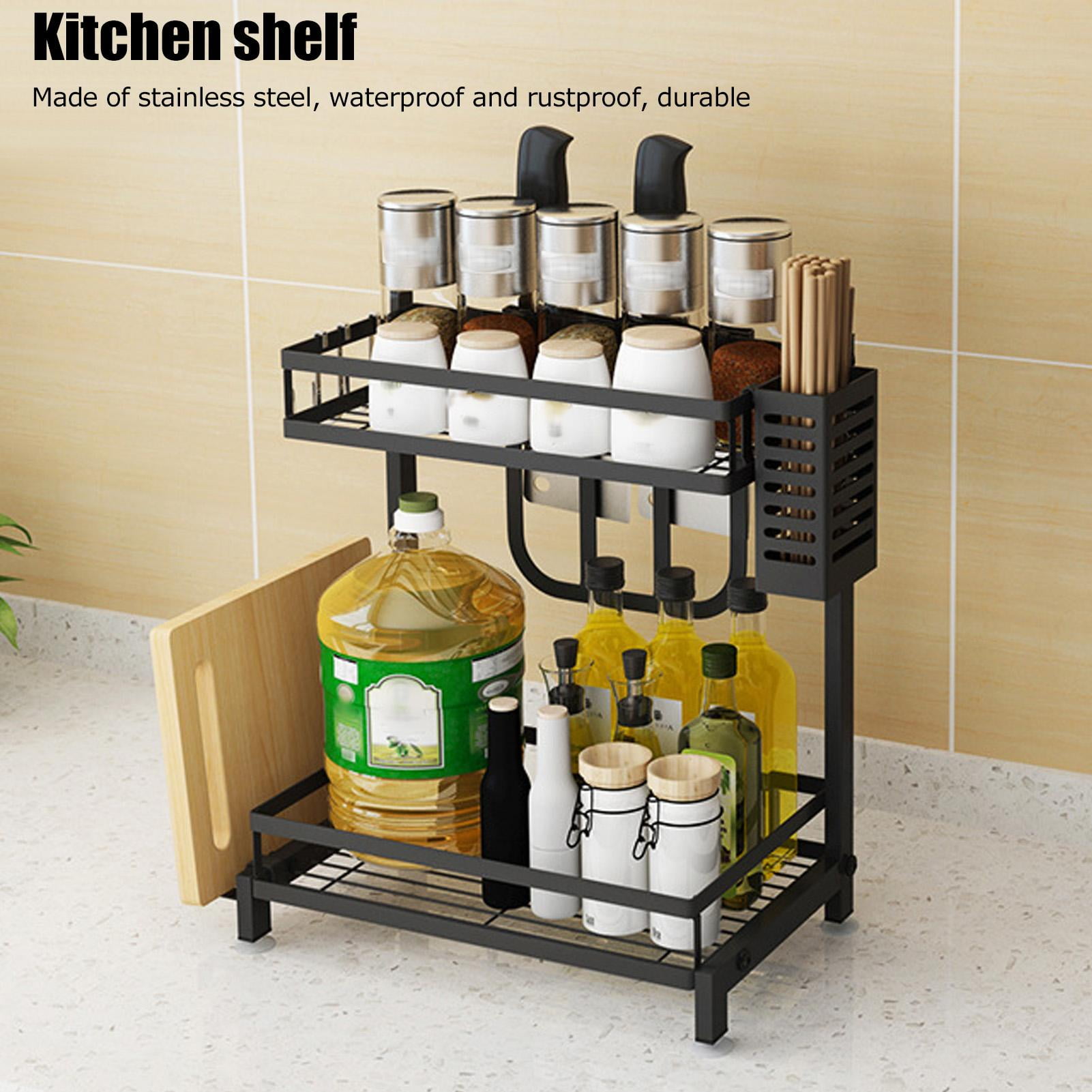 EBTOOLS Stainless Steel Paint Black Spice Rack Hanging Kitchen Racks
