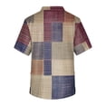 thumbnail image 4 of Domuza Scrubs for Men Top Plaid Stripe Printed V Neck Short Sleeve Working Uniform Plus Size Comfy Soft Medical Scrub Tops with 3 Pockets Red M, 4 of 4