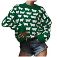 thumbnail image 2 of TINZ Chandail-Over Imprimé Confortable pour Femmes, Col Rond, Haut d'Hiver en Tricot, Manches Longues, Chandails à Capuchon Chauds, 2 of 4