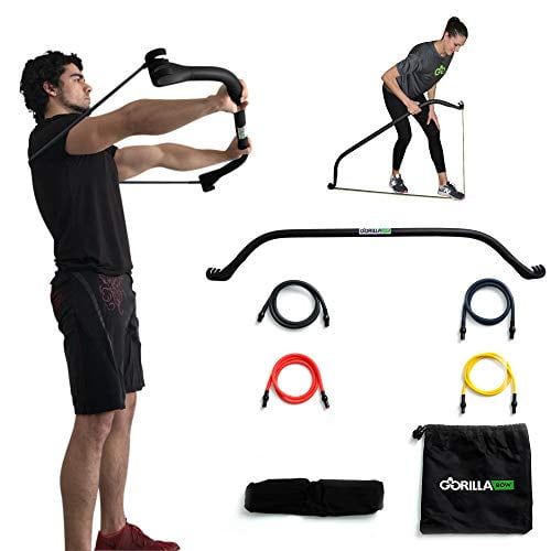 Gorilla Bow Portable Home Gym Resistance Band System, Weightlifting and HIIT Interval Training Kit, Full Body Workout Equipmen