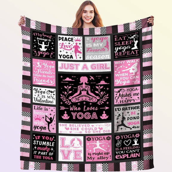 Yoga Blanket Zen Meditation Gifts, Yoga Accessories Pilates Throw Blankets, Funny Gift for Instructor