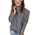 thumbnail image 2 of Pntutb Blusa de cuello alto de manga larga para mujer, informal, lisa, de felpa Pntutb Pntutb-1068, 2 of 4