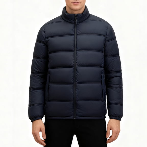 uublik Puffer Jacket Mens Winter Warm Snow Coat Windbreaker Work Outerwear Snowboarding Jackets Navy