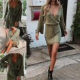 thumbnail image 1 of Womens Sweater Mini Dress Cocktail Batwing Long Sleeve Mock Wrap Knit Dresses, 1 of 3