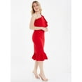thumbnail image 3 of QUIZ - Women's Red One-Shoulder Frill Midi Dress, 3 of 4