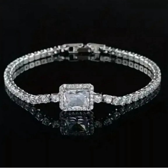 5 CT Emerald Cut White Lab Created Diamond Women's Tennis Bracelet 14K White Gold Plated 7 In