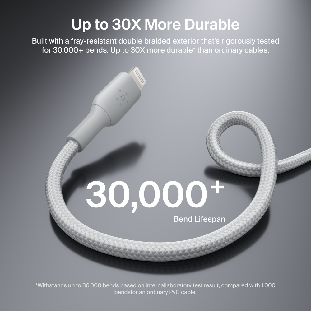 Belkin BOOSTCHARGE USB-C to Lightning Cable, 5 ft, Silver photo 4