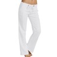 thumbnail image 1 of Innerwin Lounge Pant Straight Leg Ladies Pants Office Mid Waist Casual Bottoms White L, 1 of 2