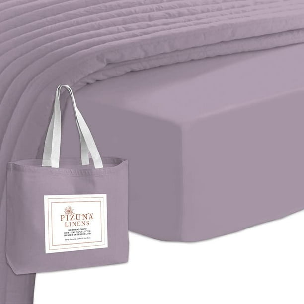 Cotton Fitted Sheet Full Lavender Frost, 1Pc 400 Thread Count 100 Long
