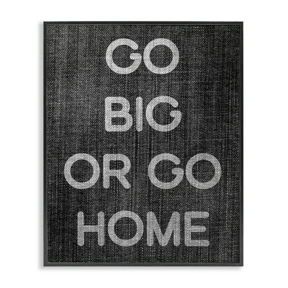 Stupell Industries Go Big or Home Phrase Text & Numbers Painting Black Framed Art Print Wall Art, 11 x 14
