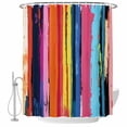 thumbnail image 2 of Colorful Striped Waterproof Fabric Shower Curtain,Modern Rainbow Abstract Graffiti Art Waterproof Fabric Shower Curtain for Bathroom Curtains Bathtubs Shower Curtains with 12 Hooks Stall 48x72in, 2 of 8