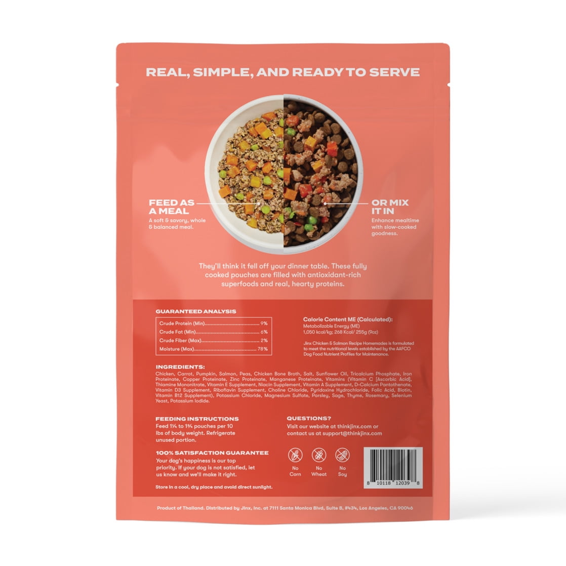 (6 pack) Jinx Homemades Chicken & Salmon Recipe Wet Natural Dog Food, Grain-Free, 9 oz. Pouch