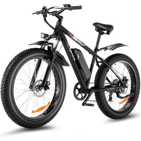 Speedrid Electric Bike 26" Fat Tire Electric Bike for Adult, 25mph Peak 750W 48V 10.4/ 13Ah Removable Battery Electric Mountain Bike, Commuting Off Road Ebike 7 Speed & Front Suspension Fast Charge
