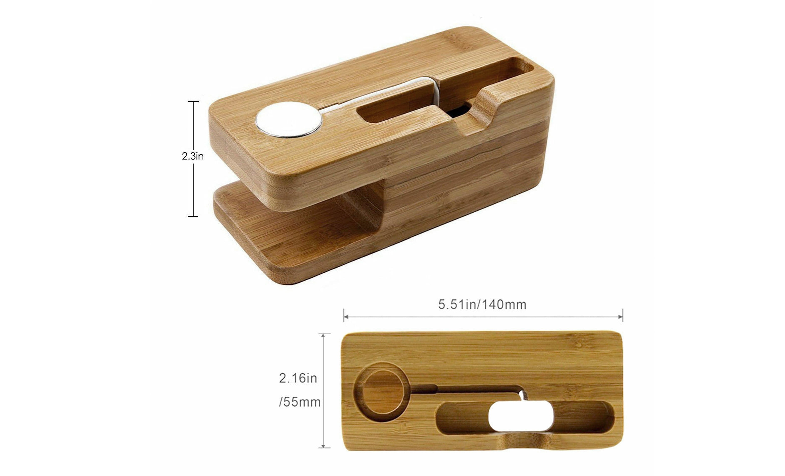 Zunammy Wooden Mount And Cradle Station Dock For Apple Watch And Iphone