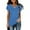 Blue, variant on HOMBOM Shirts for Women Casual Black V Neck Solid Short Sleeve Ruffled Sleeve Loose Blouse 2XL