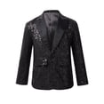 thumbnail image 2 of renvena Kids Boys Shiny Sequins Suit Jacket Wedding Pageant Formal Tuxedo Long Sleeve Costume 6-16 Black 6, 2 of 7