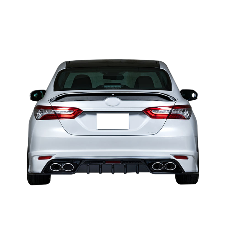 Rear Trunk Spoiler For 2018-2024 Toyota Camry - MD Style With Chrome Trim, Unpainted For Custom Paint