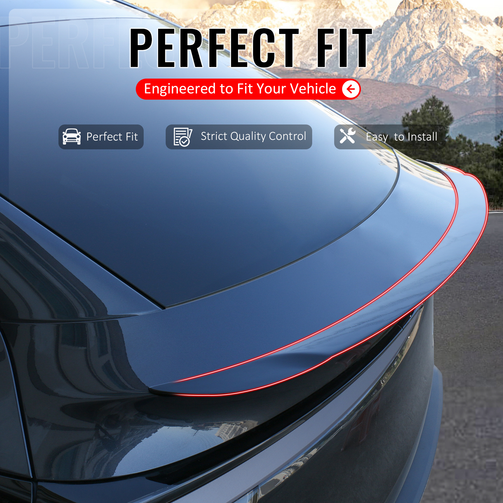 Ikon Motorsports Trunk Spoiler Compatible with 2026 Tesla Model Y Juniper, P Style Gloss Black ABS Plastic Add-on Rear Trunk Lid Spoiler Wing Lip