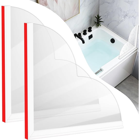 2 Pack Large Shower Splash Guard Kit, Upgrade 9.25 x Bathtub Water Guards, Self-Adhesive Guards to Keep in Shower, Blocker from Splashing Out