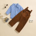 thumbnail image 2 of UAYOTSE Baby Boys 2‑Piece Collared Shirt & Overalls Set, Long‑Sleeve Button Shirt with Overalls Trousers, Casual Outfit for Infant Daily Wear Size 3-6 Months, 2 of 8