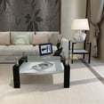 thumbnail image 4 of Holaki Glass Coffee Table and End Table Sets, Living Room Table Set of 3, 2 Layer Tea Table (Coffee Table and End Table Sets), 4 of 7