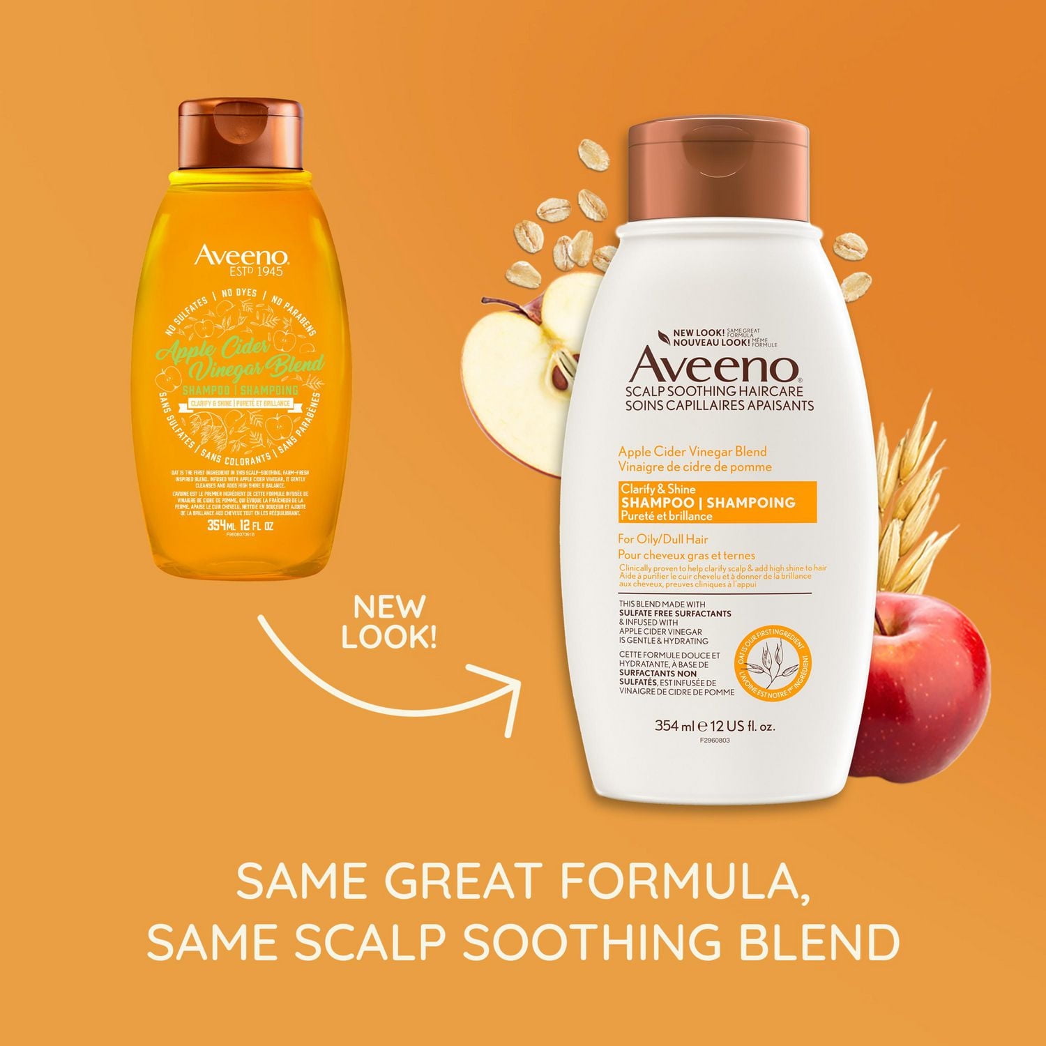AVEENO Apple Cider Vinegar Blend Shampoo Clarify & Shine, 354 mL