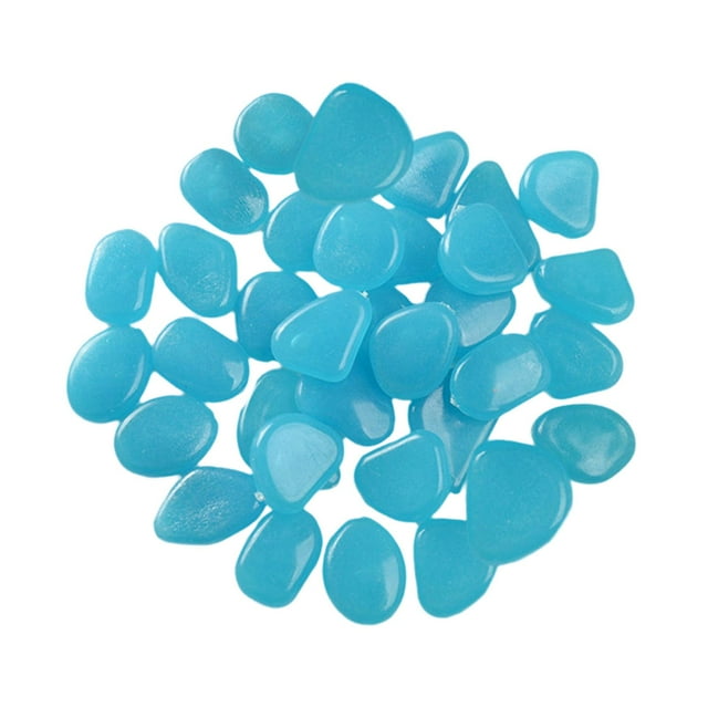 50Pcs Luminous Stones Glow in The Dark Rocks Cobblestones Garden Pebbles Glowing Dark Blue
