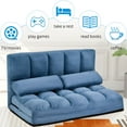thumbnail image 5 of JINS&VICO Adjustable Suede Floor Sofa,Foldable Lazy Sofa Sleeper Bed 5 Position Adjustable,Thicken Floor Double Chaise,Folding Lounge Sofa Bed Couch with 2 Pillows for Bedroom Living Room Balcony,Blue, 5 of 7