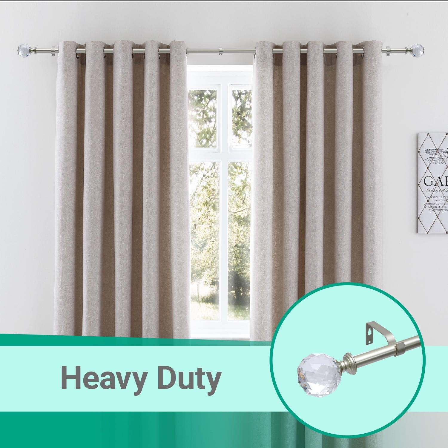 Curtain Rod Champagne Extendable Curtain Rod 48" to 120" Adjustable Curtain Rods Includes rods, ball finials, 3piece brackets, hardware kits