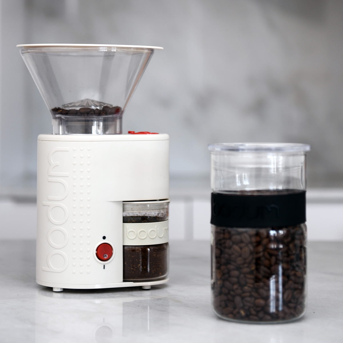 Bodum Bistro Electric Coffee Burr Grinder, Stainless, White