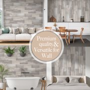 Con-Tact Brand 6 x 12 Vintage Wood Faux Wallboard Wall Tiles, for Kitchen Bedroom 24 Piece
