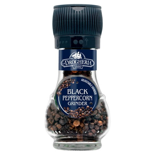 La Drogheria Black Pepper Corn Mill Adjustable Grinder 45g, British Import (Pack of 2)