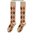 thumbnail image 5 of Women Autumn Ribbed Knee High Socks Japanese Preppy Style Vintage Colorful Argyle Diamond Plaid Pattern Thick Warm High Tube Stockings, 5 of 20