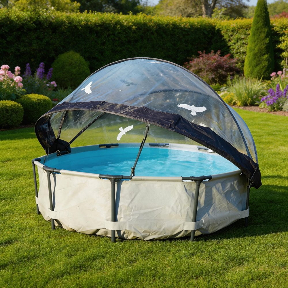 12ft Round Pool Dome Enclosure, All Weather Cover for Outdoor Pools, Compatible Warm Water Frame Pools