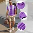 thumbnail image 6 of Men's Mock Neck Shirt Short Sleeve Slim Fit Basic Casual Solid Color Pullover Tee Purple Pink M, 6 of 6