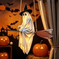 thumbnail image 3 of Neverself Halloween Decorations Outdoor for Patio, Halloween Flying Ghost on Broomstick, Lighted Hanging Decoration for Porch, Cute Glowing Ghost Ornament for Yard, 3 of 9