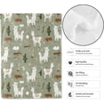 thumbnail image 2 of Cartoon Llama Green Throw Blanket 50x60in, Soft Lightweight Flannel, Animals Desert Star Moon Cactus Wood Heart Blankets - Gifts for Woman, for Couch Office Travel Home Living Room Party Decor, 2 of 6